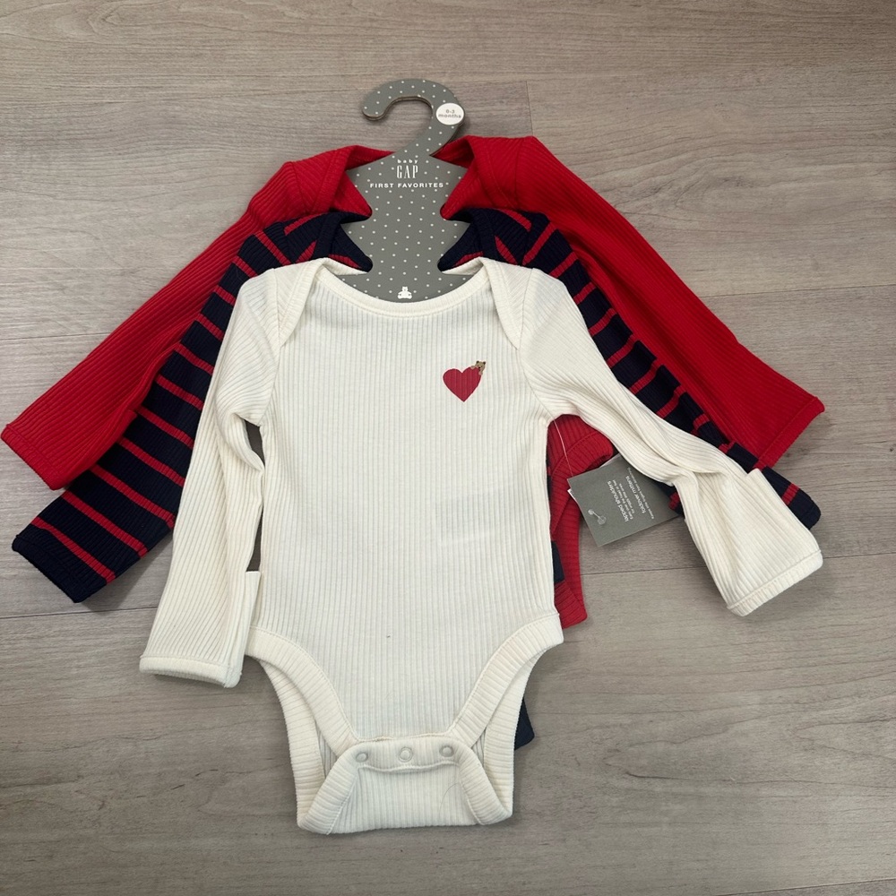 GAP White Onesie with Red Heart